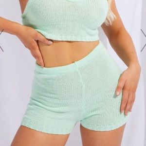 💕2/$15 NWT PrettyLittleThing Mint Knitted High Waist Lounge Shorts 6